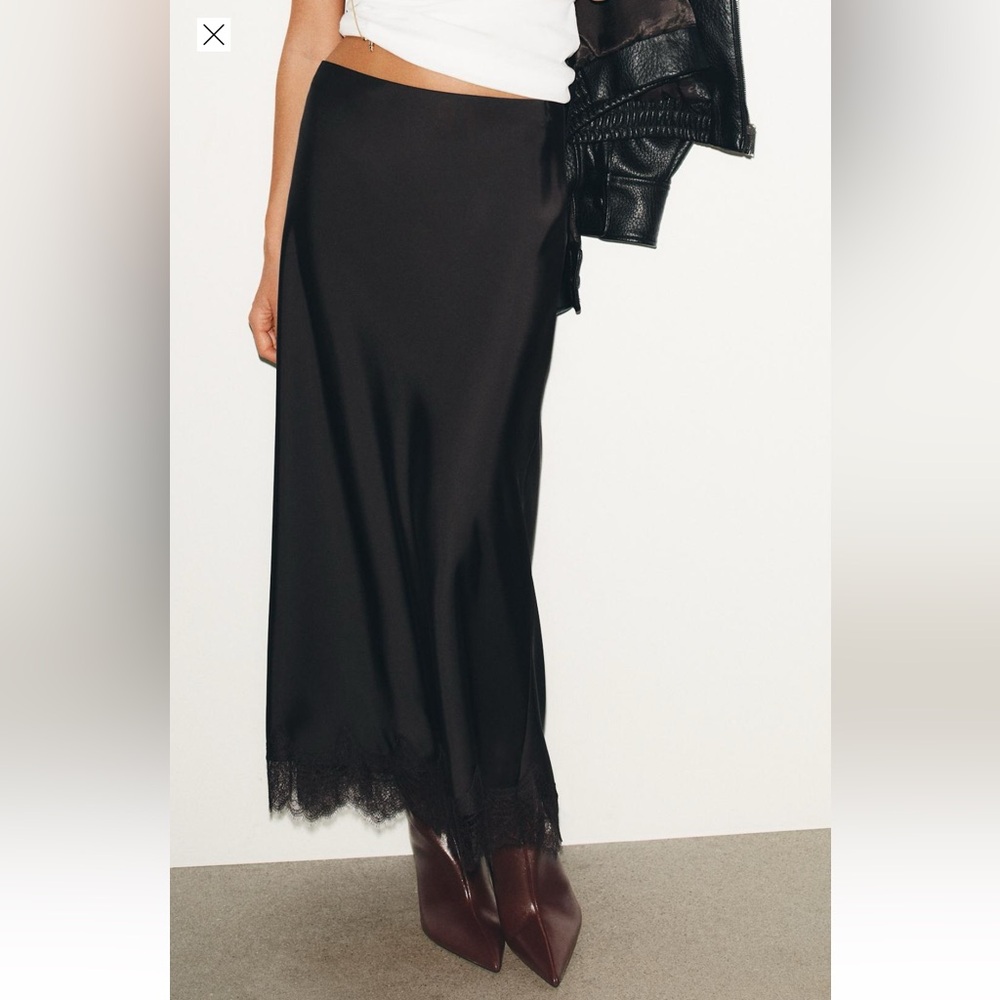 Zara Satin Effect Midi Skirt